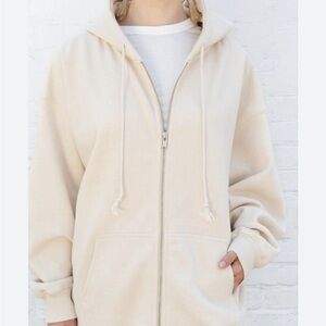 BRANDY MELVILLE CHRISTY Cream Zip-Up Hoodie